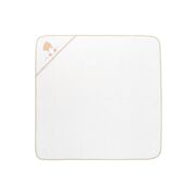 Prosop cu gluga pentru bebelusi, 100% bumbac, 90x90 cm, Alb-Beige