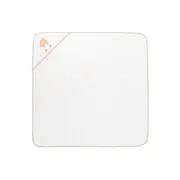 Prosop cu gluga pentru bebelusi, 100% bumbac, 90x90 cm, Alb-Beige
