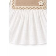 Rochita bebe fetita alba eleganta cu guler clasic dantela si design vintage premium trpb0214