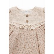 Rochita bebe fetita eleganta crem cu imprimeu floral dantela si design vintage premium trpb0215