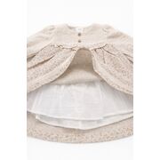 Rochita bebe fetita eleganta crem cu imprimeu floral dantela si design vintage premium trpb0215