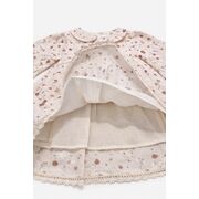 Rochita bebe fetita eleganta cu imprimeu floral guler rotund si dantela delicata trpb0212