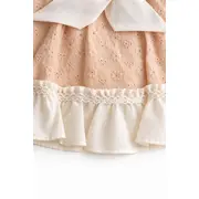 Rochita fetita bej crem eleganta cu fundita broderie premium bebelusi copii trpb0221