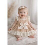 Rochita fetita bej crem eleganta cu fundita broderie premium bebelusi copii trpb0221