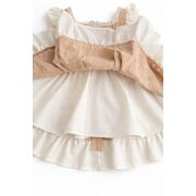 Rochita fetita bej crem eleganta cu fundita broderie premium bebelusi copii trpb0221
