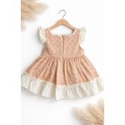 Rochita fetita bej crem eleganta cu fundita broderie premium bebelusi copii trpb0221