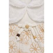 Rochita fetita eleganta cu bolero alb blanita model floral bumbac ocazie trpb0209