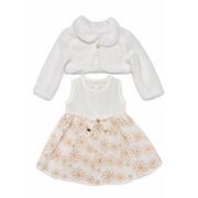 Rochita fetita eleganta cu bolero alb blanita model floral bumbac ocazie trpb0209