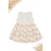 Rochita fetita eleganta cu bolero alb blanita model floral bumbac ocazie trpb0209