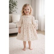 Rochita fetita eleganta cu imprimeu floral guler rotund si maneci evazate trpb0211