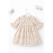 Rochita fetita eleganta cu imprimeu floral guler rotund si maneci evazate trpb0211