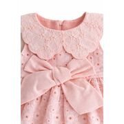 Rochita fetita roz broderie eleganta cu fundita design premium bebelusi copii trpb0220