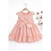 Rochita fetita roz broderie eleganta cu fundita design premium bebelusi copii trpb0220