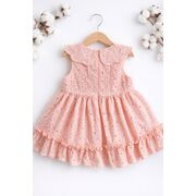 Rochita fetita roz broderie eleganta cu fundita design premium bebelusi copii trpb0220