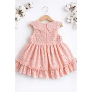 Rochita fetita roz broderie eleganta cu fundita design premium bebelusi copii trpb0220