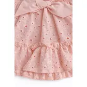 Rochita fetita roz broderie eleganta cu fundita design premium bebelusi copii trpb0220