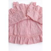 Rochita fetita roz eleganta cu fundita broderie dantela premium bebelusi copii trpb0223