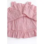 Rochita fetita roz eleganta cu fundita broderie dantela premium bebelusi copii trpb0223