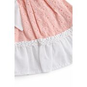 Rochita fetita somon alb eleganta cu fundita broderie dantela premium bebelusi copii trpb0222