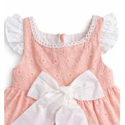 Rochita fetita somon alb eleganta cu fundita broderie dantela premium bebelusi copii trpb0222