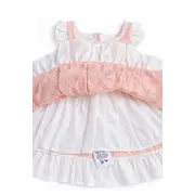 Rochita fetita somon alb eleganta cu fundita broderie dantela premium bebelusi copii trpb0222