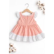 Rochita fetita somon alb eleganta cu fundita broderie dantela premium bebelusi copii trpb0222