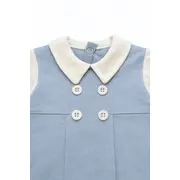 Salopeta bebelusi baiat albastra bumbac eleganta cu guler body integrat trpb0208