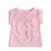 Set nou nascut fetita 5 piese roz bumbac elegant dantela bluza pantaloni caciula baveta trpb0206