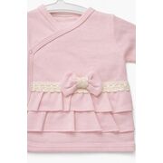 Set nou nascut fetita roz 5 piese bumbac elegant bluza pantaloni caciula baveta trpb0207