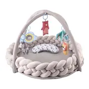 Covoras senzorial de joaca impletit TinyMini Braid 0+ cu arcade si laterale