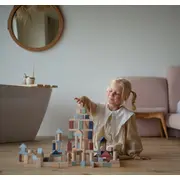 Jucarie din lemn, Cubika, Kit 100 de piese de constructie - Pastel