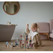 Jucarie din lemn, Cubika, Kit 100 de piese de constructie - Pastel