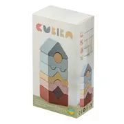 Jucarie din lemn, Cubika, Set constructii Turn 8 piese - Pastel