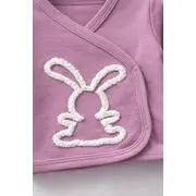 Set bebe fete 5 piese mov prafuit iepuras bluza pantaloni baveta caciula manusi tram2202-8