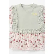 Set fete 2 piese verde pastel bluza cu volane pantaloni rib casual tram2202