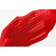 Sosete rosii trei sferturi cu model din tesatura si fundita din satin mbs01-1-c2
