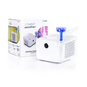 Aparat aerosoli VITAMMY Microfine+ by Flaem, nebulizator cu compresor, utilizare profesionala, masca copii si adulti SoftTouch, fara ftalati si BPA, MMAD 4,48 &mu;m, Alb BITmicrofineplus