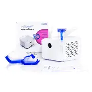 Aparat aerosoli VITAMMY Microfine+ by Flaem, nebulizator cu compresor, utilizare profesionala, masca copii si adulti SoftTouch, fara ftalati si BPA, MMAD 4,48 &mu;m, Alb BITmicrofineplus