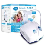 Aparat aerosoli cu compresor Sanity  Inhaler Simple, MMad 2.44 &mu;m, compact si dimensiuni reduse, geanta de transport, alb BITsanitysimpleinhaler