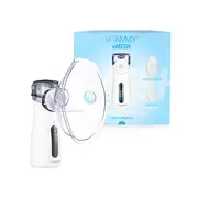 Aparat aerosoli cu tehnologie mesh Vitammy eMESH, afisaj digital, cronometru timp inhalare, functie de autocuratare, incarcare USB-C, masca pentru copii si adulti, mustiuc, saculet pentru transport BITVitammyeMESH