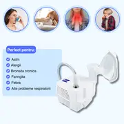 Aparat de aerosoli Novama N, nebulizator cu compresor, functionare continua, sistem de economisire a medicamentului, fabricat fara bisfenol (BPA) si ftalati, masca copii si adulti SoftTouch, mustiuc BITNovamaN