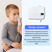 Aparat de aerosoli Novama N, nebulizator cu compresor, functionare continua, sistem de economisire a medicamentului, fabricat fara bisfenol (BPA) si ftalati, masca copii si adulti SoftTouch, mustiuc BITNovamaN