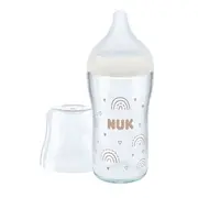 Biberon Nuk Perfect Match Sticla 230 ml Control Temperatura Tetina Silicon M, Curcubeu