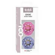 Bibs - set 2 suzete boheme latex, tetina rotunda, 0 luni +-bubblegum/peri bbb230248