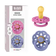 Bibs - set 2 suzete boheme latex, tetina rotunda, 6 luni +-bubblegum/peri bbb240248