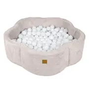 Piscina Cu Bile Meowbaby   ,   Aesthetic Ecru Flower, Spuma Moale, Ecru, Personalizabila Cu Bile La Alegere Pjbbafbh00