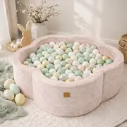 Piscina Cu Bile Meowbaby    Boho Spring  ,   Aesthetic Pink Flower, Spuma Moale, Roz Pudrat, 200 Bile Incluse Pjbbafop00-9149