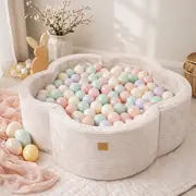 Piscina Cu Bile Meowbaby   Easter Garden ,   Aesthetic Ecru Flower, Spuma Moale, Ecru, Personalizabila Cu 200 Bile Incluse Pjbbafbh00-9142