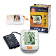Tensiometru electronic de brat Little Doctor LD51, afisaj XXL, detector aritmie, indicator WHO, afisare data si timp, Alb Gri BITLD51