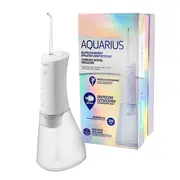Irigator oral  dus bucal Vitammy Aquarius, 3 moduri de functionare, varf rotativ la 360 de grade, 4 duze, capacitate rezervor 320 ml, Alb BITvitammyaquarius